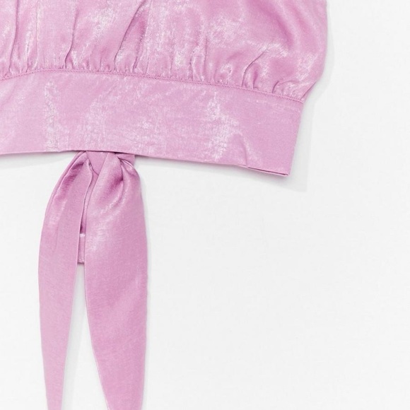 NWT Nasty Gal ‘Satins All the Time’ High Neck Crop Top Size 0 in Lilac - Picture 4 of 10